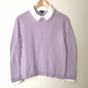 Talbots lavender sweater with sweat collar